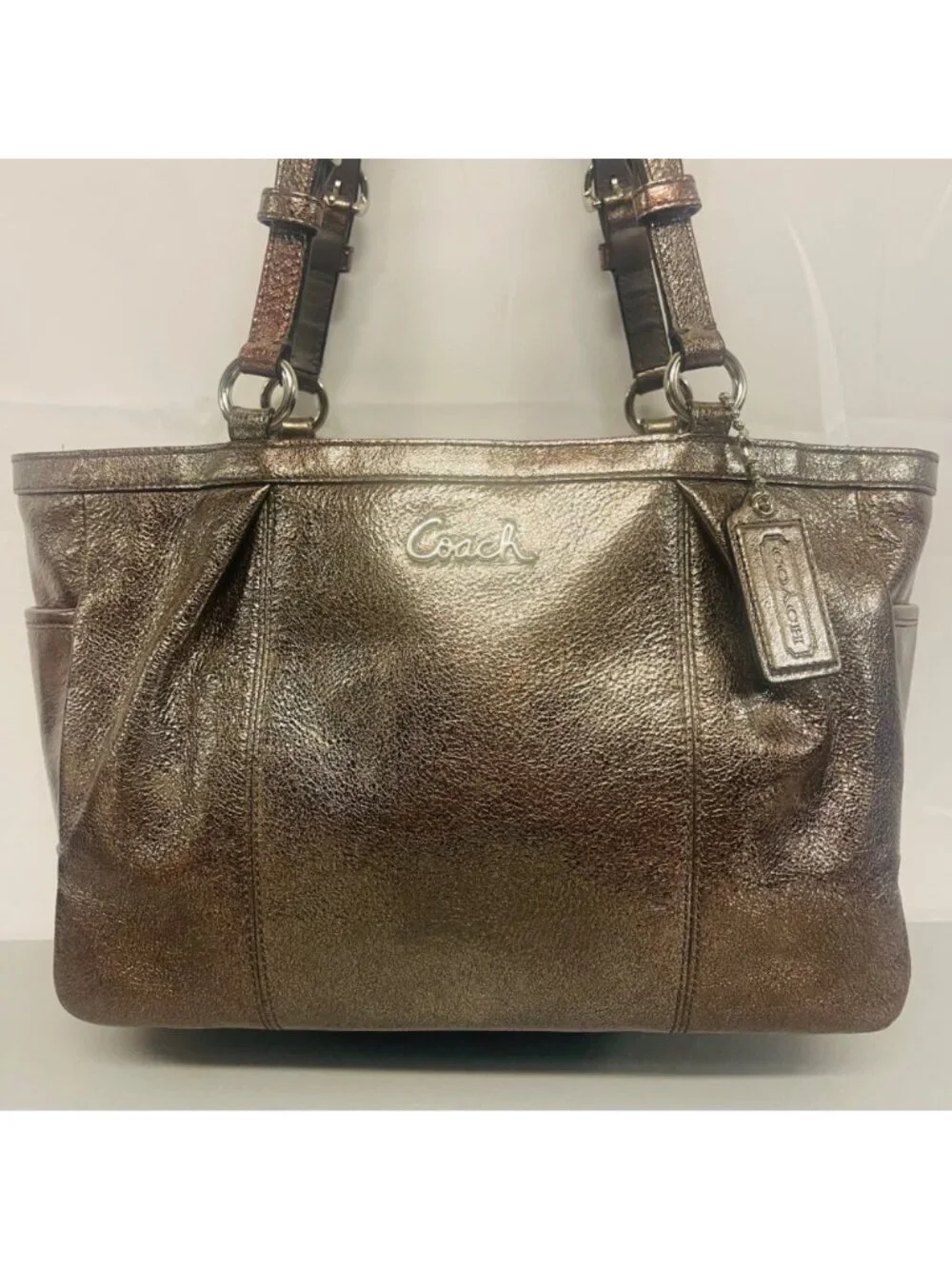 Coach Metallic Bronze Leather Tote Bag